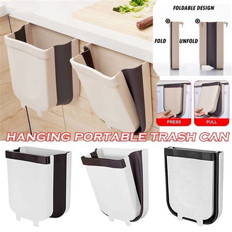 9L Wall Mounted Folding Trash Can Cabinets Trash Can Kitchen Door ...