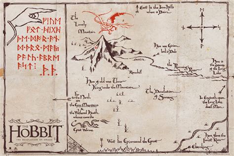 The Hobbit - The Lonely Mountain Map Poster | Sold at Europosters