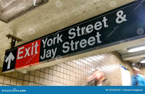 NEW YORK CITY - OCTOBER 22, 2015: Exit Sign on York Street Subway Station. Subway is the Best ...