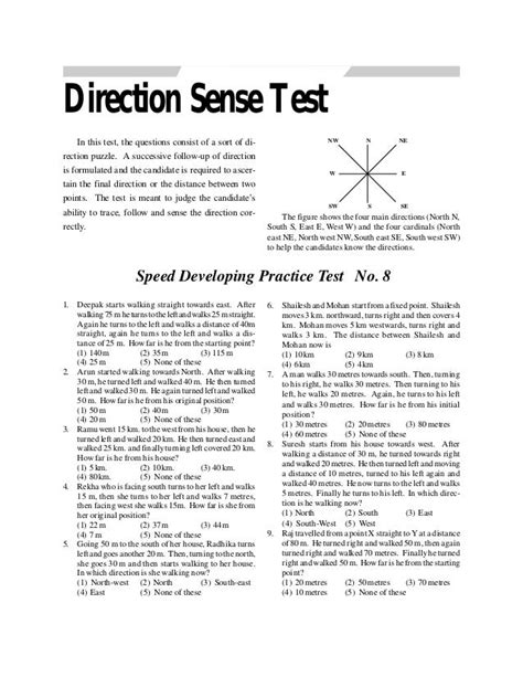 Direction sense test