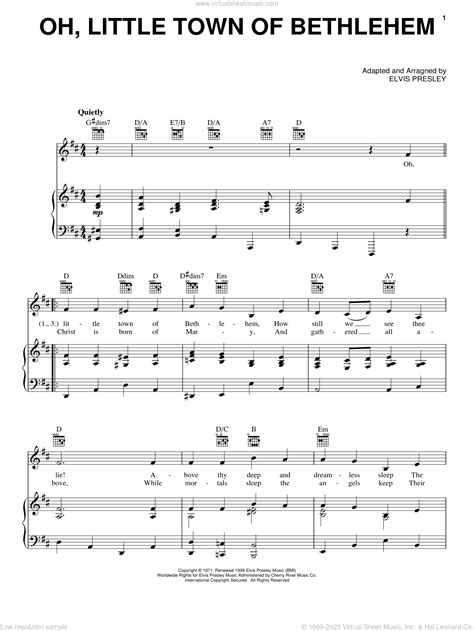 Oh, Little Town Of Bethlehem sheet music for voice, piano or guitar