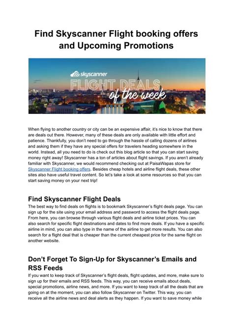 PPT - Find Skyscanner Flight booking offers, and Upcoming Promotions ...