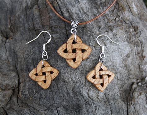 Celtic Knot Wooden Jewelry Set Irish Chestnut Celtic Love - Etsy