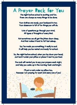 Prayer Rock Poem Back to School by Sweet Teacher Designs | TPT