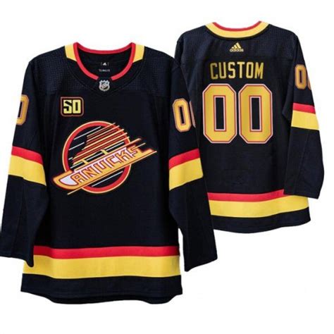 Vancouver Canucks Custom Black 50th Anniversary Skate 2019-20 Jersey