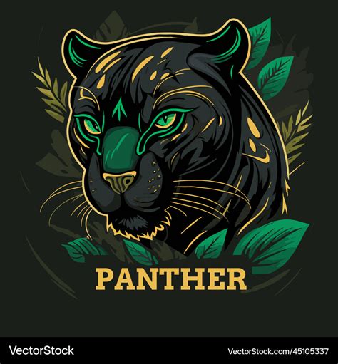 Black panther face logo mascot icon wild animal Vector Image