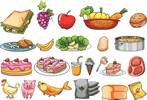 Food And Ingredients Set Object Meat Clip Art Vector, Object, Meat ...