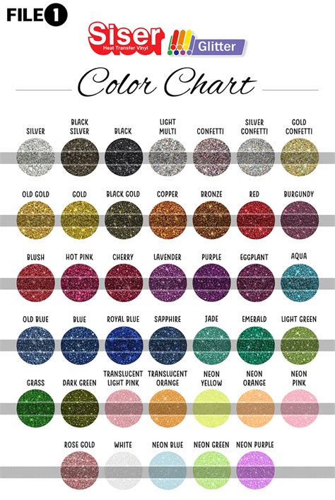 NEW Siser HTV Glitter Color Chart Customizable Digital | Etsy