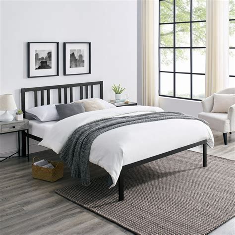 Modern Sleep Hilliard Metal Bed Frame with Headboard, King, Black - Walmart.com - Walmart.com