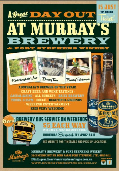 Murrays Brewery Port Stephens Bus service - From The Retreat Port ...