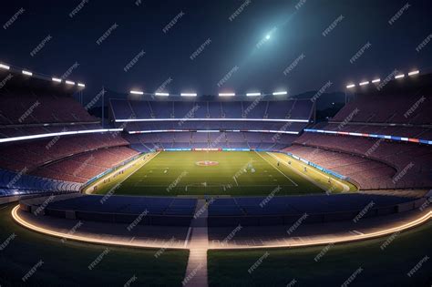 Premium AI Image | football stadium at night top view of a soccer stadium at night with the ...