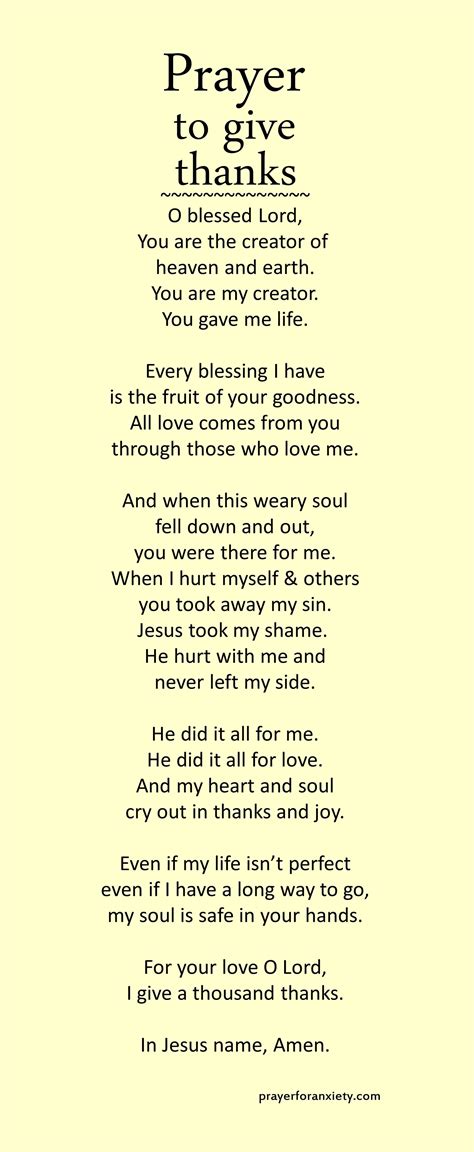 Prayer to give thanks | Prayer For Anxiety