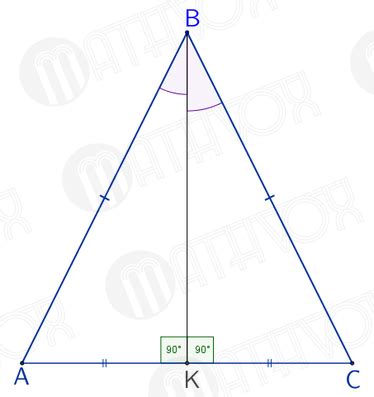 Median of an isosceles triangle. Property 1 | MATHVOX