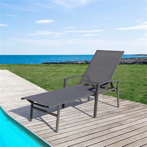 Nuu Garden Chaise Lounge Chair Aluminum with 5 Position Adjustable Back ...