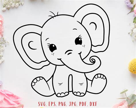 Baby Elephant Svg Cute Elephant Svg Elephant Clipart Elephant | Etsy