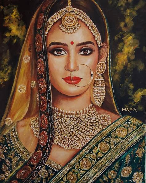 Indian Lady in Bridal Jewellery Painting by Mahua Pal | Saatchi Art