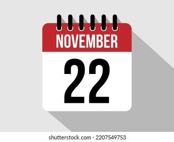 22 November Calendar Vector Icon Red Stock Vector (Royalty Free ...