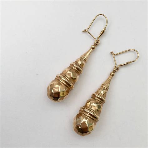 Large Fancy Earrings Gold Vintage Jewelry Teardrop Torpedo Long Drop ...