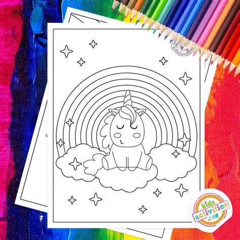 Cute Unicorn Rainbow Printable Coloring Pages