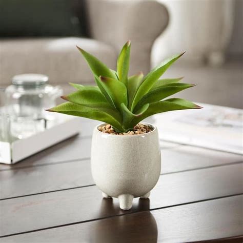 Artificial Agave Plant in Footed Ceramic Pot 10324 - The Home Depot