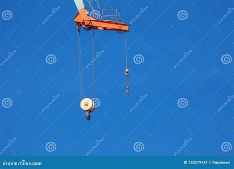 Construction crane hook stock image. Image of rope, city - 130379141