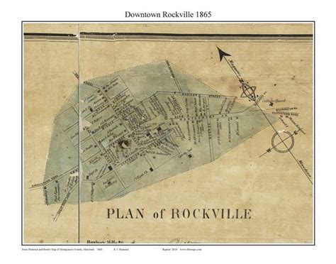 Rockville, Maryland 1865 Old Town Map Custom Print - Montgomery Co. - OLD MAPS