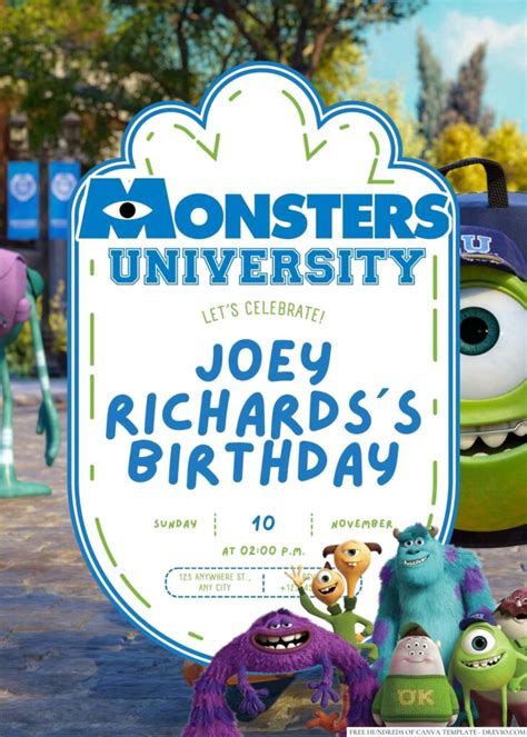 Monsters University Birthday Invitation | Download Hundreds FREE ...