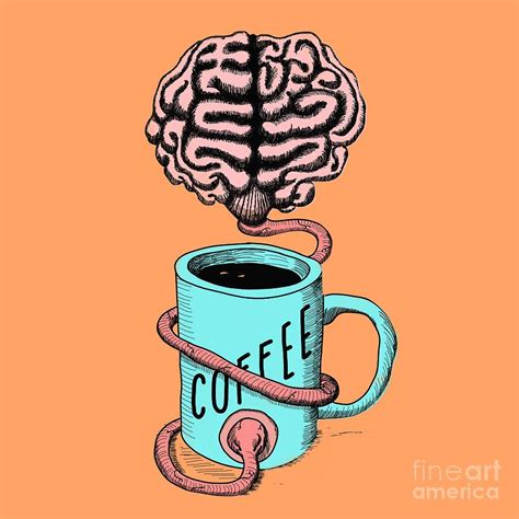 Coffee for the brain funny illustration Digital Art by Cesar Padilla - Fine Art America