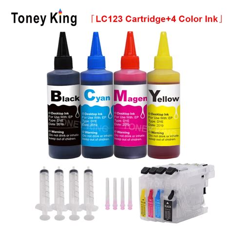 Toney King LC 123 XL Printer Ink Cartridge For Brother LC121 LC125 LC127 LC129 DCP J4110DW J132W ...