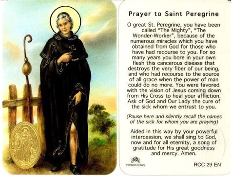 St peregrine Novena Prayers, Catholic Prayers, Catholic Saints, Patron Saints, Bible Prayers ...