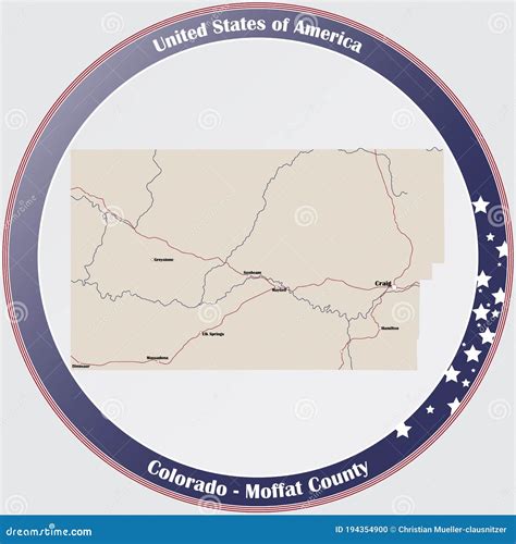 Map of Moffat County in Colorado Stock Vector - Illustration of icon ...