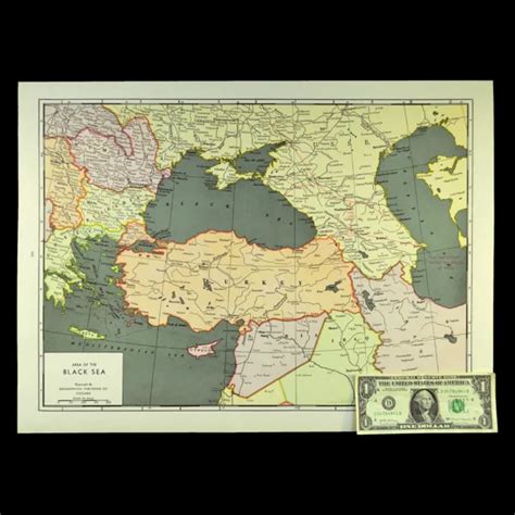 1940S VINTAGE BLACK SEA Map of Turkey LARGE Eastern Europe Map Southern Asia Map $22.95 - PicClick