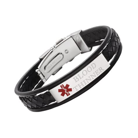 LEATHER WRAP MEDICAL ALERT BRACELETS-BLOOD THINNER | LinnaLove