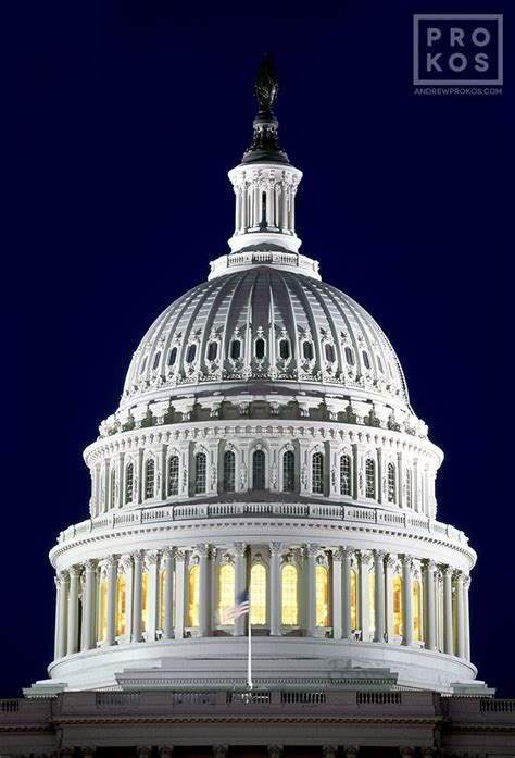 View of the U.S. Capitol Dome at Night - Architectural Fine Art Photo ...