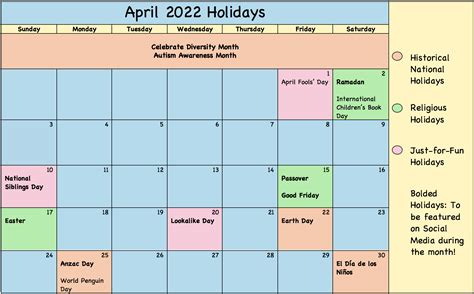 April Holiday Calendar - Misshumblebee's Blog