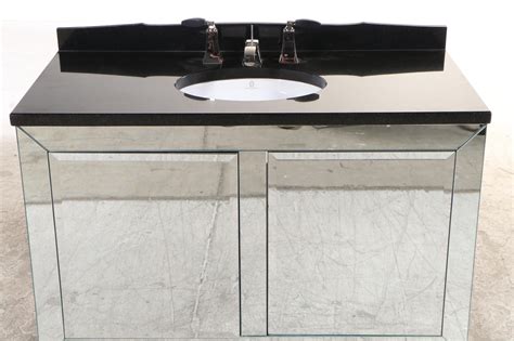 Beveled Mirrored Bathroom Vanity with Kallista Sink and Black Granite ...