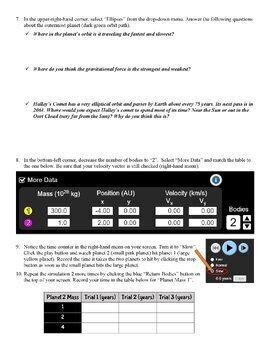 PhET Solar System Worksheet (HS-ESS1-4) by Mrs Tran Science Classroom