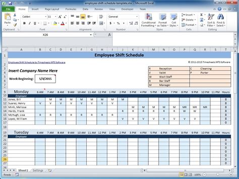 Bi Weekly Work Schedule Template For Excel | Best Calendar Example