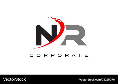 Nr modern letter logo design with swoosh Vector Image