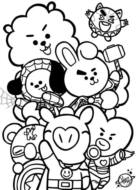 BT21 coloring pages. 80 Free printable coloring pages | การ์ตูน, การวาดดวงตา