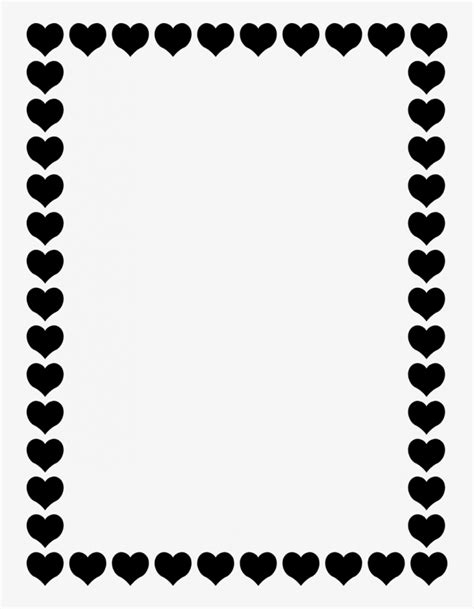 Valentines Day Border Landscape - Heart Border Clipart Black And White Transparent PNG - 728x974 ...