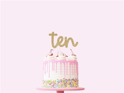 Ten Cake Topper Glitter 10th Birthday Party. Turning Ten | Etsy