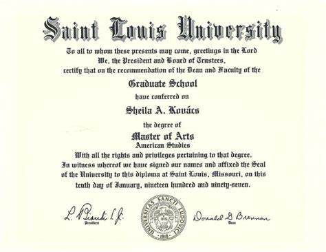 St. Louis University-Master of Arts degree