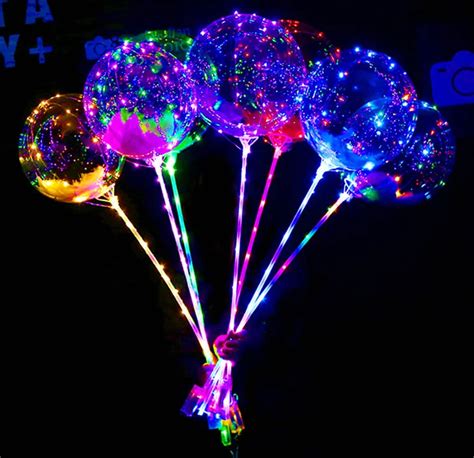 Funfoil Balloon Glow In The Dark 18inch Clear Led Bobo Balloon With Stick - Buy Led Glowing ...