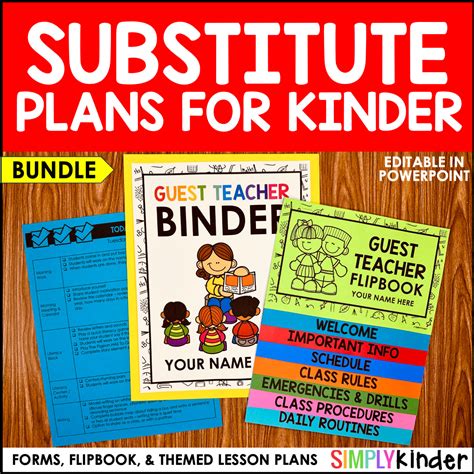 Sub Plans Bundle with Templates, Emergency Sub Plans, Sub Binder, Sub Flipbook - Simply Kinder