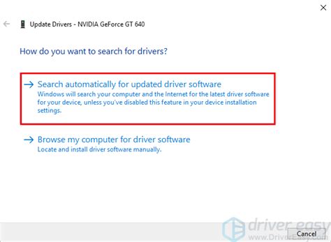 6. Select Search automatically for updated driver software