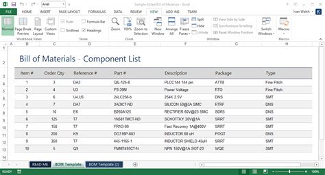 Bill Of Materials Template Ms Wordexcel Templates Forms | Images and Photos finder