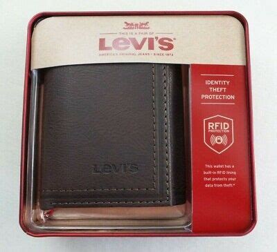 Levi’s Mens Trifold Wallet W Zipper RFID Blocking Brown Leather New w Box MRP | eBay