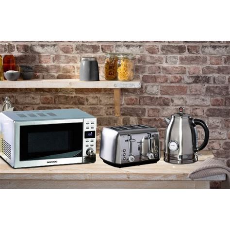 Kingsbury Stainless Steel Kettle, Toaster & Microwave Set | Daewoo