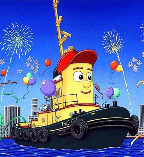 Theodore wants to wish all of you a Tooty New Year! | Painted rock ideas, Tug boats, Painted rocks